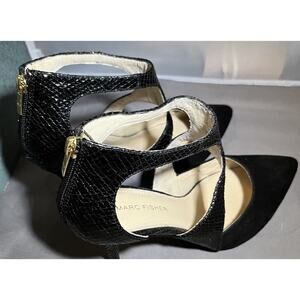 Marc Fisher Kabriele Snakeskin & Suede Dress Pumps Women size 7 M Black